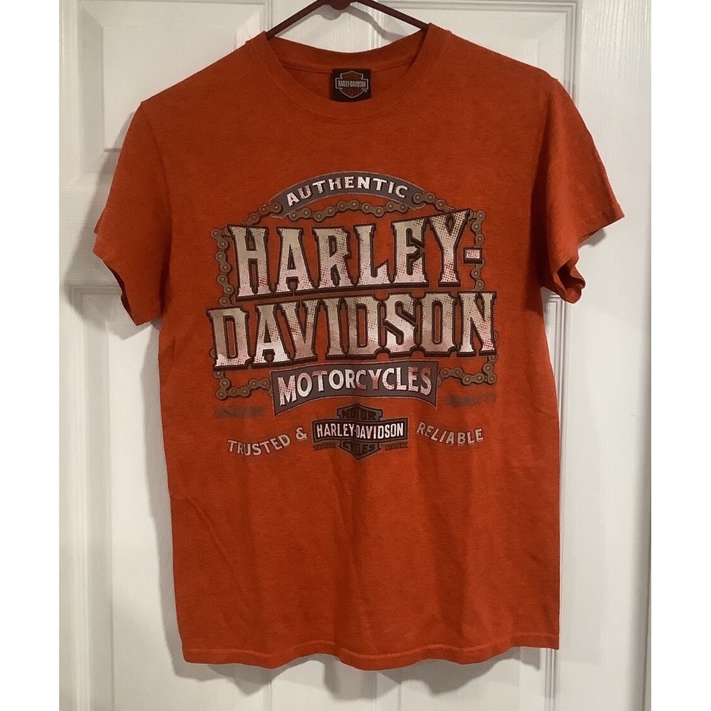 Harley Davidson  Orlando Florida Orange Double Sided Shirt Small